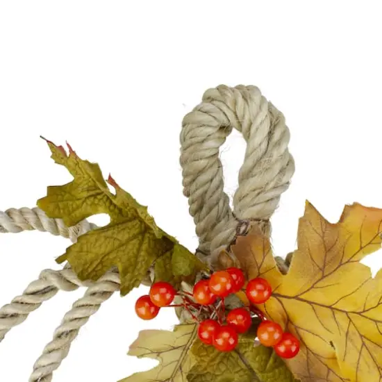16" Autumn Foliage & Rope Pumpkin Wall D&eacute;cor {4}