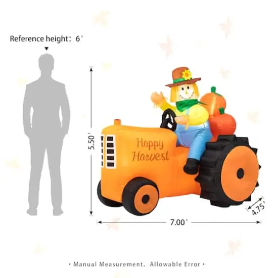 Glitzhome&reg; 7ft. Fall Lighted Inflatable Tractor D&eacute;cor {9}