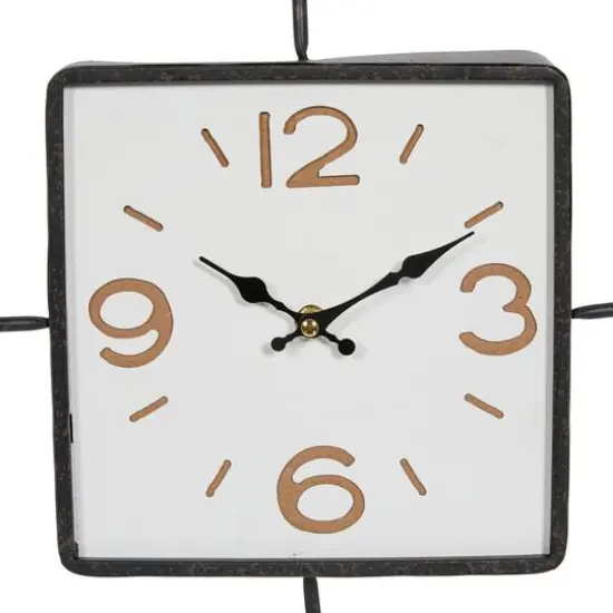 Black Contemporary Metal Wall Clock, 12" x 12" {5}