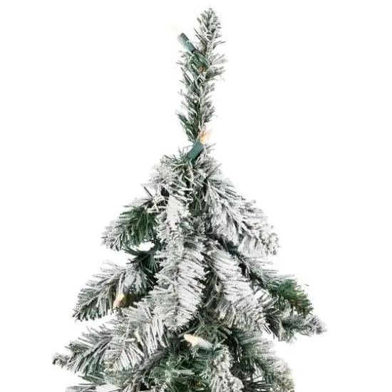 6ft. Pre-Lit Pencil Flocked Alpine Artificial Christmas Tree, Clear Lights {7}