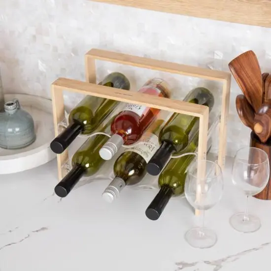Mind Reader Modern Collection Bamboo & Acrylic 6 Bottle Wine Rack {7}