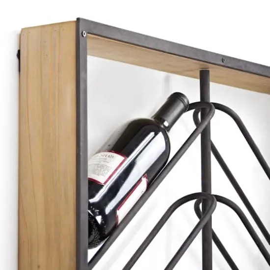 Wood & Metal Wall Mounted Wine Rack {4}