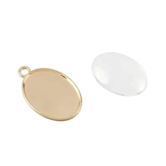 Gold Glass Cabochon Pendant Kit by Bead Landing&trade; {3}