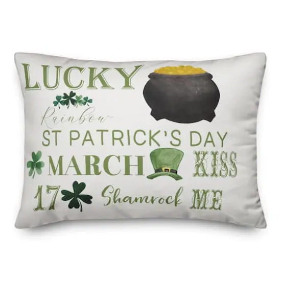 St. Patrick's Day Words 20" x 14" Throw Pillow {1}