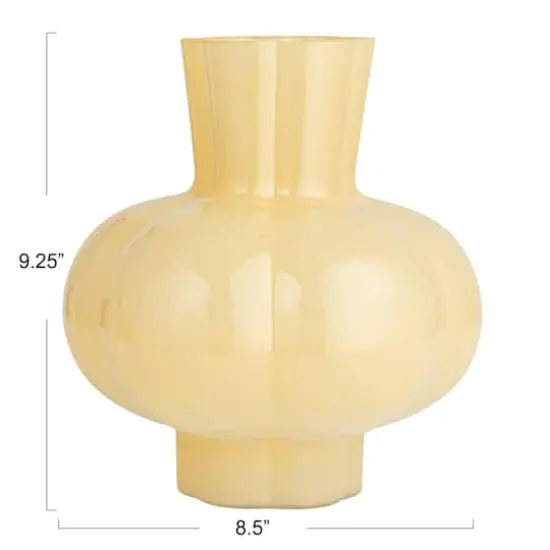 Hello Honey&reg; 9.25" Light Yellow Round Opaque Glass Vase {4}