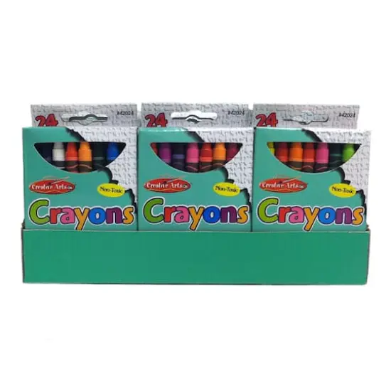 Charles Leonard Creative Arts&trade; Crayons with a Shelf Tray, 24 Packs of 24 {3}