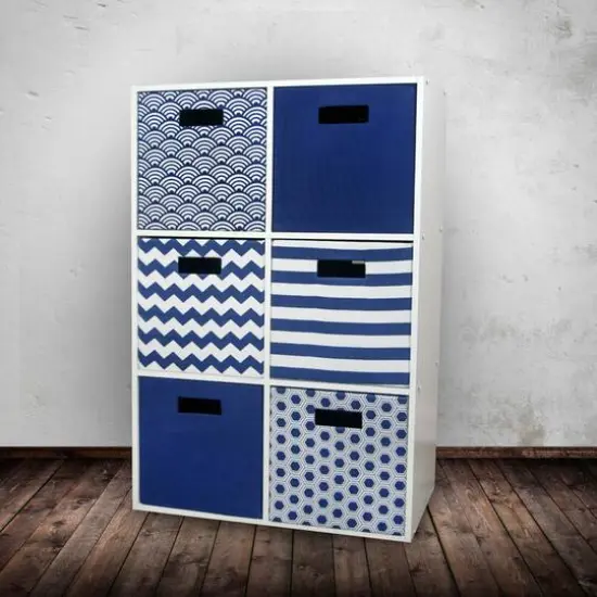 DII&reg; Striped Square Storage Cube Nautical Blue {7}