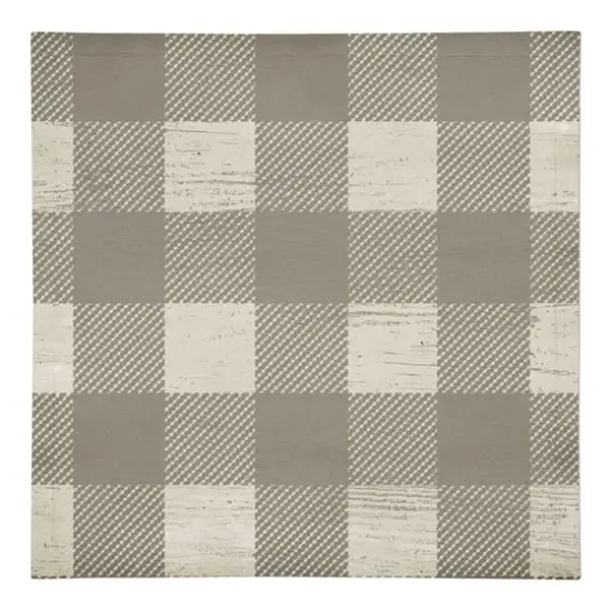 Taupe Buffalo Check Cotton Twill Napkin {1}