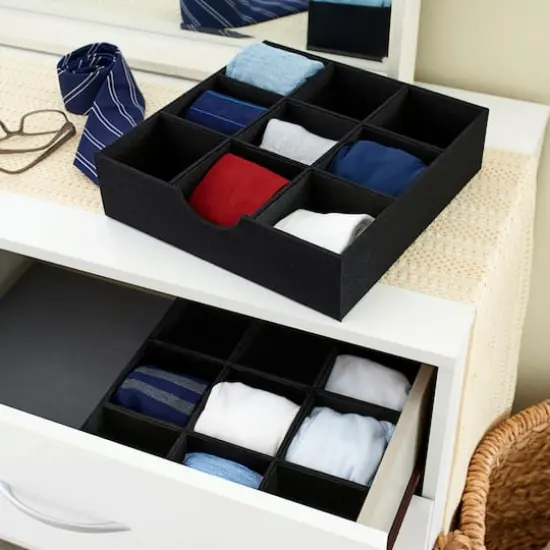 Household Essentials 9-Compartment Drawer Organizers, 2ct. Black {5}