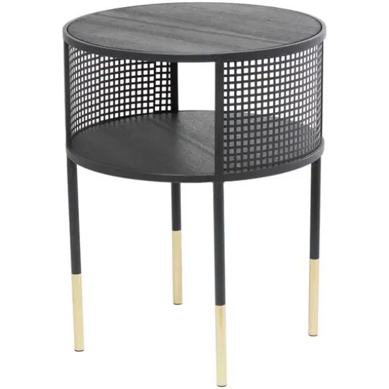 21" Black Metal Open Grid Frame Accent Table {1}