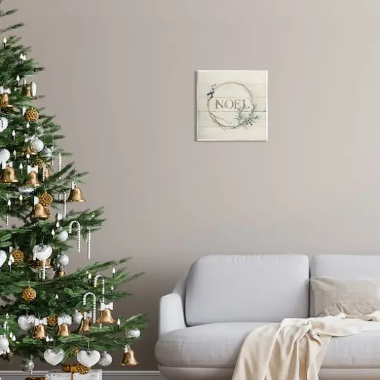Stupell Industries Noel Holiday Botanical Wreath Wall Plaque Art {3}