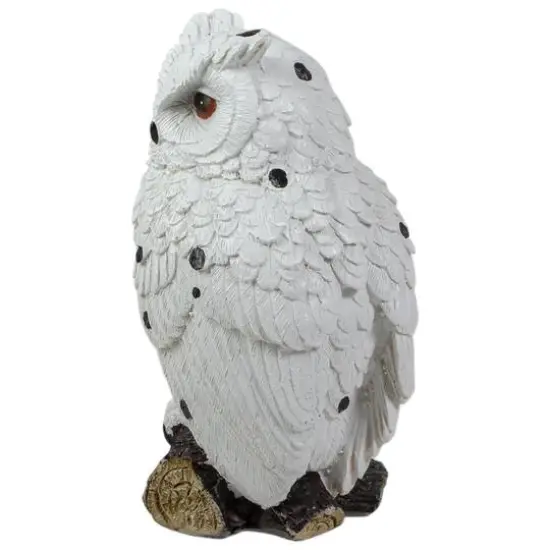6" White Owl Perched on a Branch Outdoor Garden Statue {6}