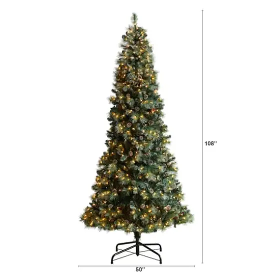 9ft. Pre-Lit Frosted British Columbia Mountain Pine Artificial Christmas Tree, Clear Lights {5}