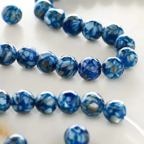 Blue Reconstituted Shell Round Beads, 6mm by Bead Landing&trade; {3}