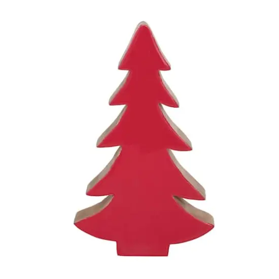 Hello Honey® 9.5" Red Enameled Mango Wood Christmas Tree Décor {1}