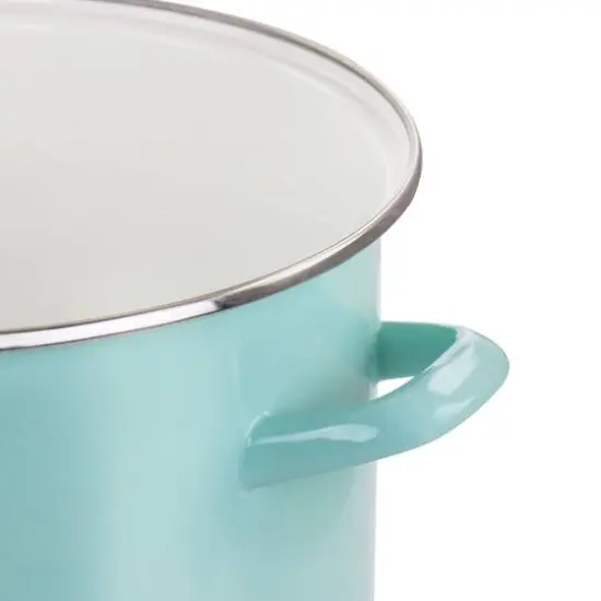Martha Stewart 12qt. Turquoise Enamel On Steel Stock Pot With Glass Lid {6}