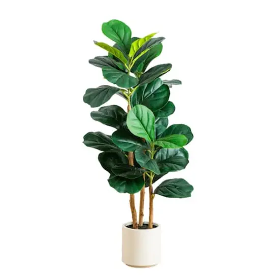 3ft. Artificial Fiddle Leaf Tree in Decorative White Planter {1}