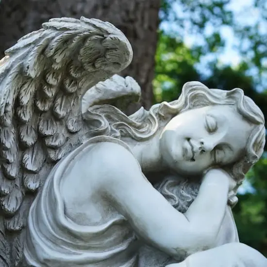 19" Gray Resting Angel Outdoor Statue {4}