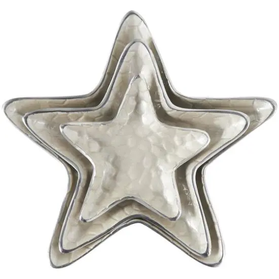 White & Silver Handmade Starfish Enameled Aluminum Decorative Bowl Set {10}