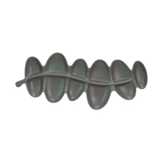 Hello Honey&reg; 20.5" Matte Brown Stoneware Abstract Leaf Shaped Plate {7}