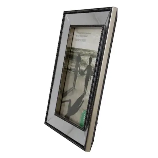 Silver Studded Glass Mirror Encased Photo Picture Frame, 5" x 7" {4}