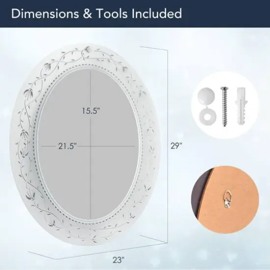 Head West Frosted Etched Tile Framed Oval Wall Vanity Mirror - 23" x 29" {8}