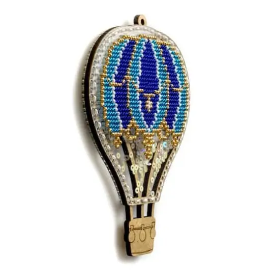 Wonderland Crafts Blue Hot Air Balloon Christmas Ornament Bead Embroidery Kit {5}