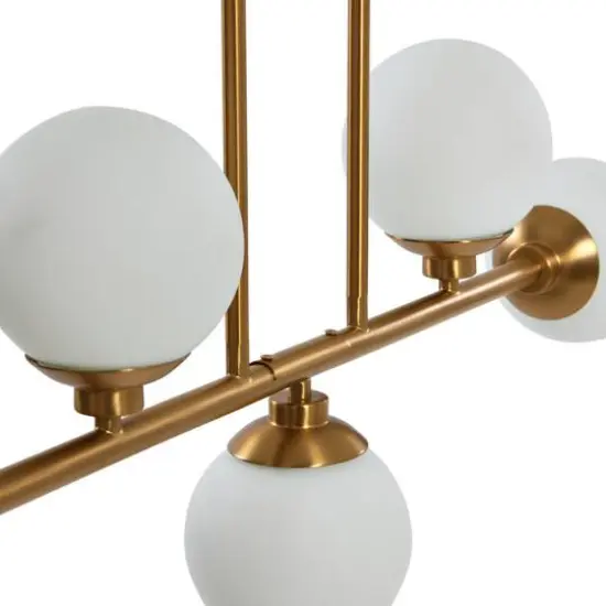 Hello Honey® Robert Stevenson Lighting Lorne 34" Brushed Gold 5-Light Metal and Frosted Glass Chandelier {7}