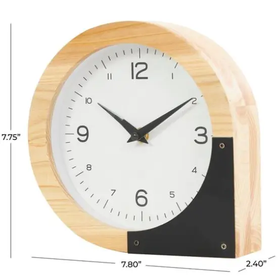 8" Light Brown Wood Round Abstract Clock {9}