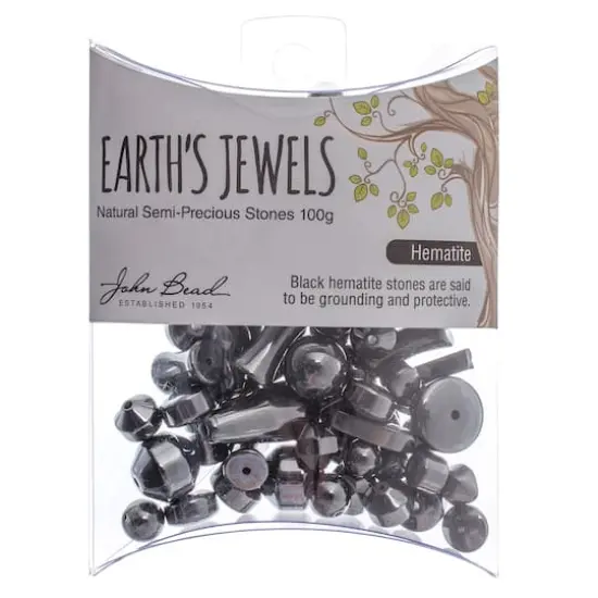 John Bead Earth's Jewels Natural Stone Bead Assortment, 100g Hematite {3}