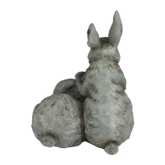11" Gray Farmhouse Rabbits Garden Sculpture {6}