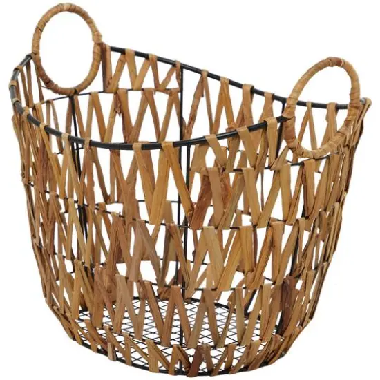 Brown Metal Storage Basket with Handles 20" x 15" x 16" {3}