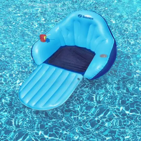 Solstice 67" Blue Inflatable Convertible Floating Pool Lounger with Mesh Seat {6}