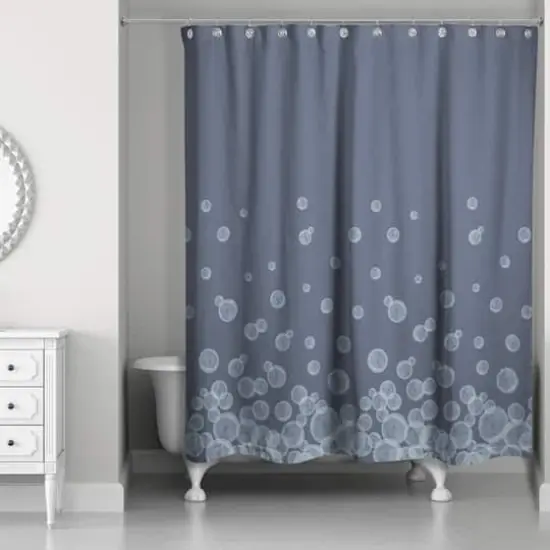 74" Bubbles Shower Curtain Navy {3}