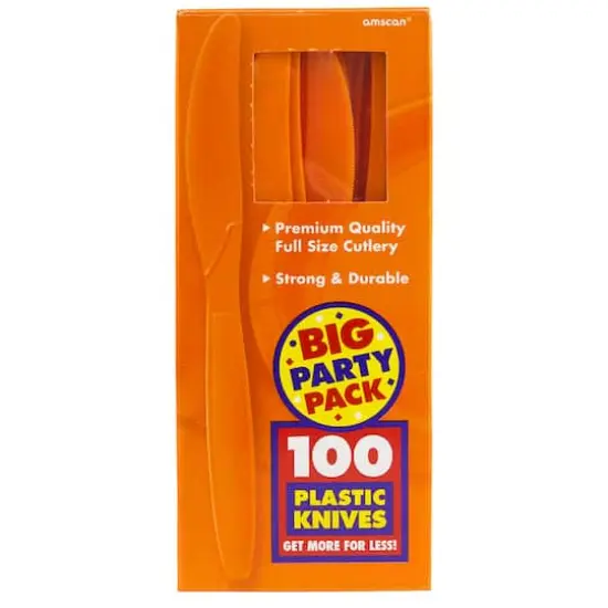 JAM Paper Premium Plastic Knives, 100ct. Orange {3}