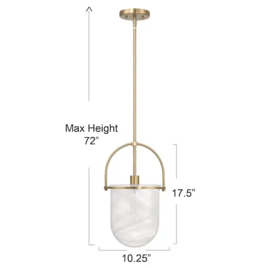 Hello Honey&reg; Beatrice Gold & White Mid-Century Modern Handmade Marbleized Glass & Metal Ceiling Light {5}