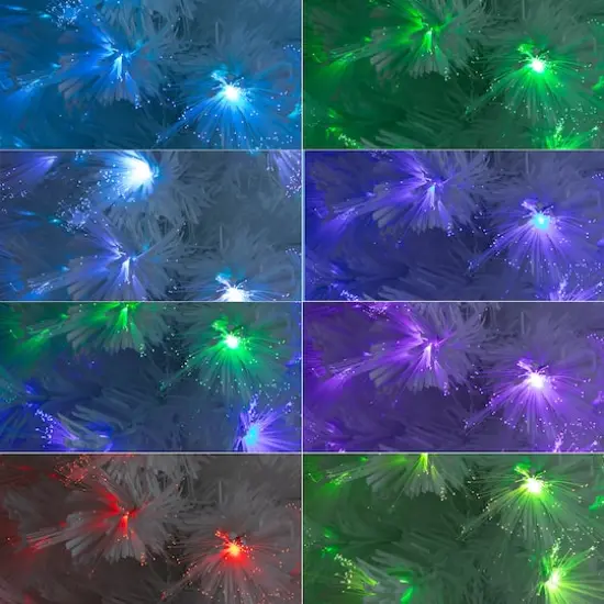 4ft. Fiber Optic Multicolor LED Lights White Pine Artificial Christmas Tree {10}
