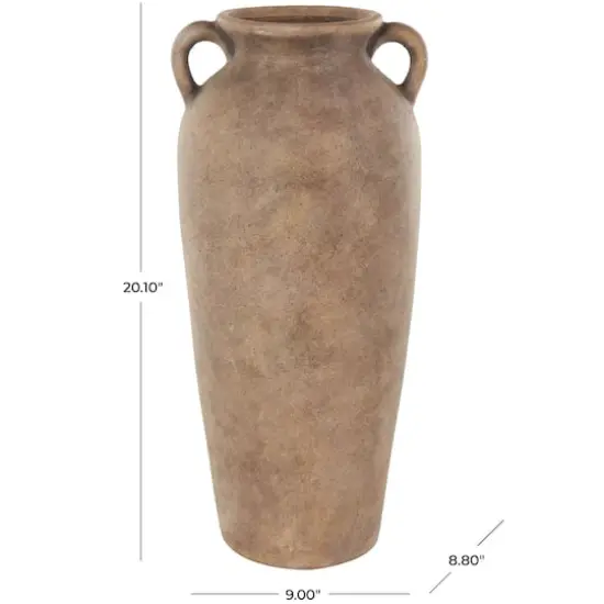 20" Copper Ceramic Antique Style Textured Vase with Handles {8}