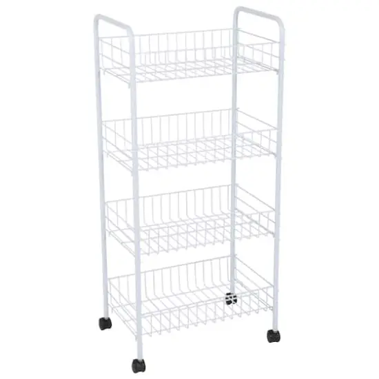 Simplify 4-Tier White Rolling Storage Cart {1}