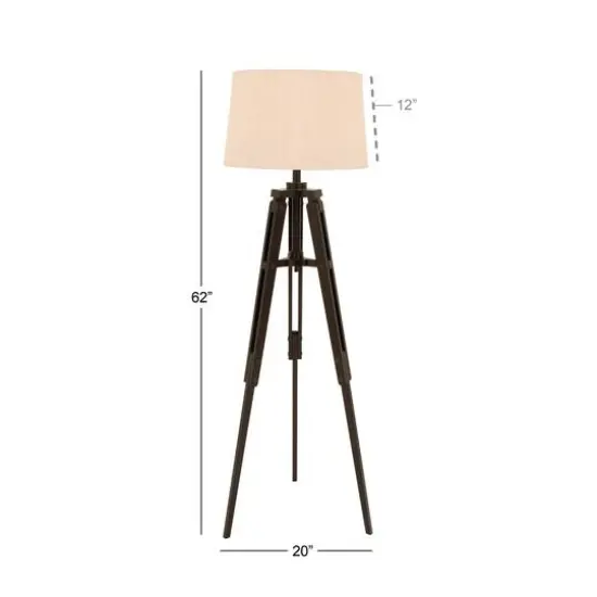 Black Wood Industrial Floor Lamp, 62" x 21" x 21" {10}