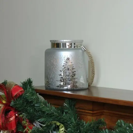 8" Reindeer & Tree Silhouette Pillar Candle Holder with Handle {10}