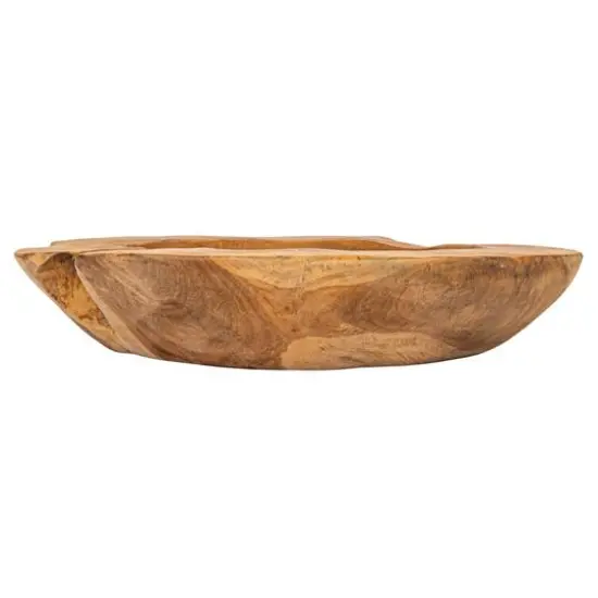 Hello Honey&reg; 15.75" Natural Round Textured Teakwood Bowl {5}
