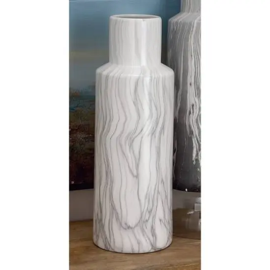 21" White Ceramic Contemporary Vase {8}