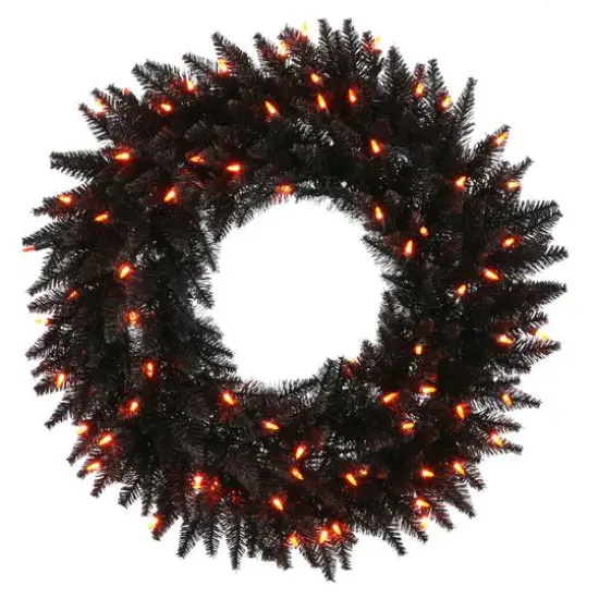 30" Orange Dura-Lit LED Black Fir Artificial Christmas Wreath {1}