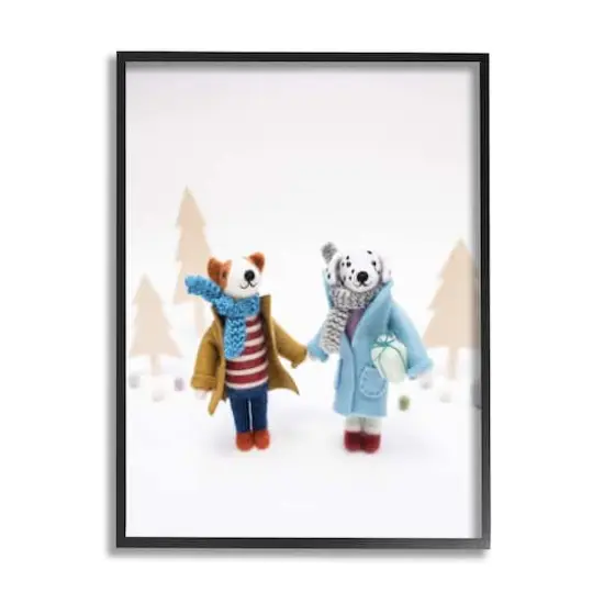 Stupell Industries Winter Holiday Gifts Dog Couple Framed Giclee Art Black {1}