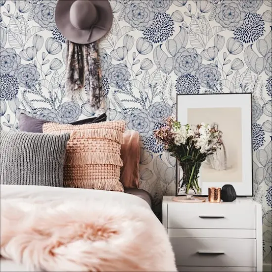 NuWallpaper Navy Secret Garden Peel & Stick Wallpaper {4}