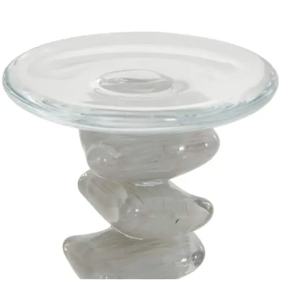 Clear Glass Stacked Stone Candle Holder Set {5}