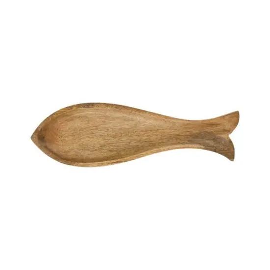 Hello Honey&reg; 15.5" Natural Carved Wood Fish Shaped Plate {4}