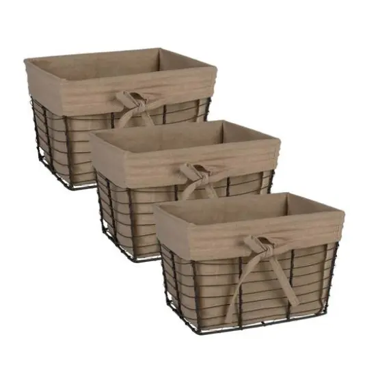 DII&reg; Small Desert Taupe Lined Vintage Wire Basket, 3ct. {7}