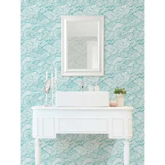NuWallpaper Teal Saybrook Peel & Stick Wallpaper {3}